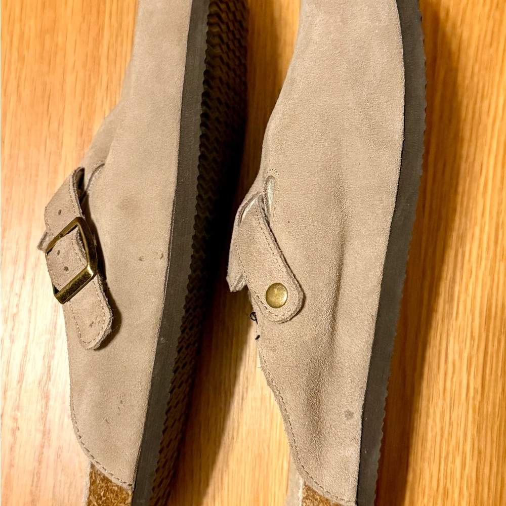 White Mountain Taupe Suede Mules with Buckle - 8.5 - Picture 4 of 5